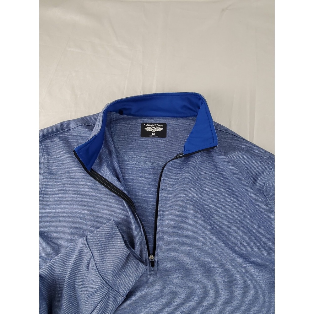Straight Down Men Pullover Sweater M Blue Long Sleeve 1/4 Zip Logo Embroidered - Picture 4 of 13